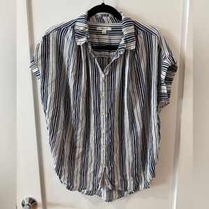 Madewell Navy and White Striped Shirt